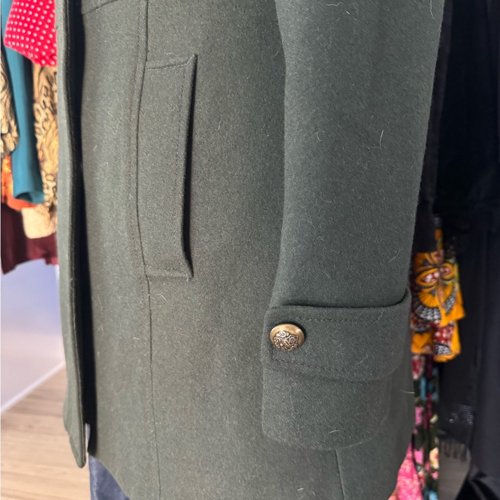 ESPIRIT Double-Breasted Dark Green Military Style Coat - Picture 9 of 10